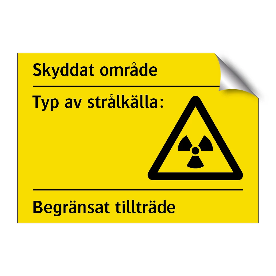 Skyddat område typ av strålkälla 210x148mm
