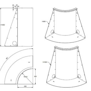 Stödmur i cortenstål – invändig 90° – radie 30/40 cm