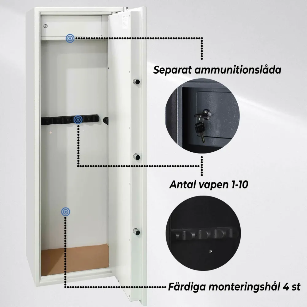 Trekker Vapenskåp för 10 vapen AS1000, krita