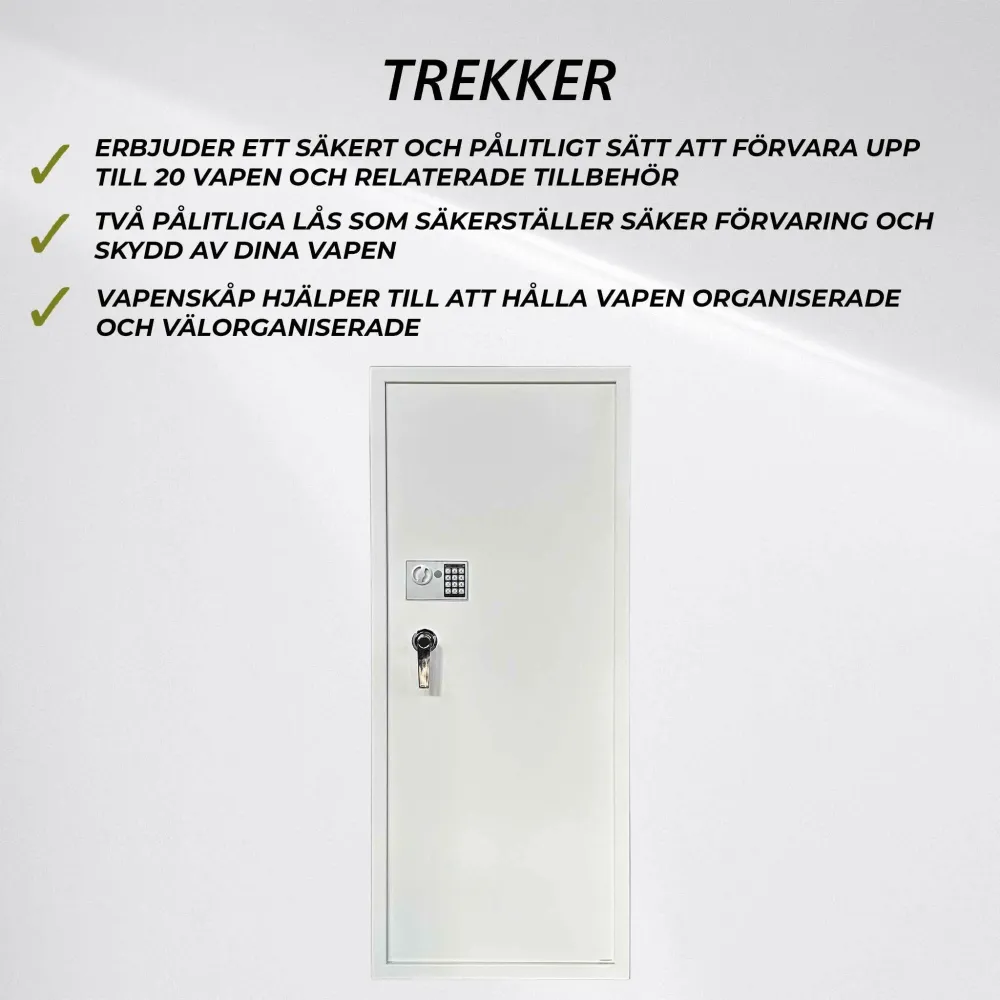 Trekker Vapenskåp för 20 vapen, Krita, med digitalt lås