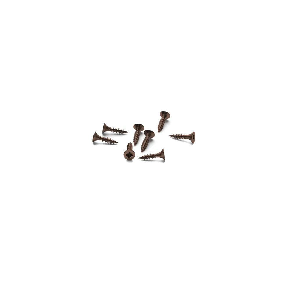 Träskruvar i brons, matchar bl.. till Arne Jacobsen dörrhandtag, i 3,5x16 mm (8 st.) • d line