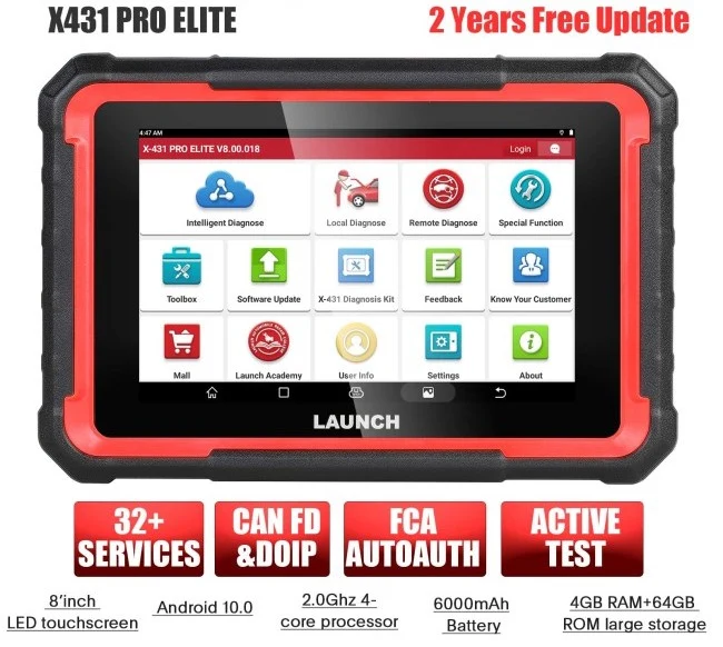 LAUNCH X431 PROS Top-level tovejs scannings værktøj, 38+ tjenester, ECU-kodning, komplet system diagnose scanner,