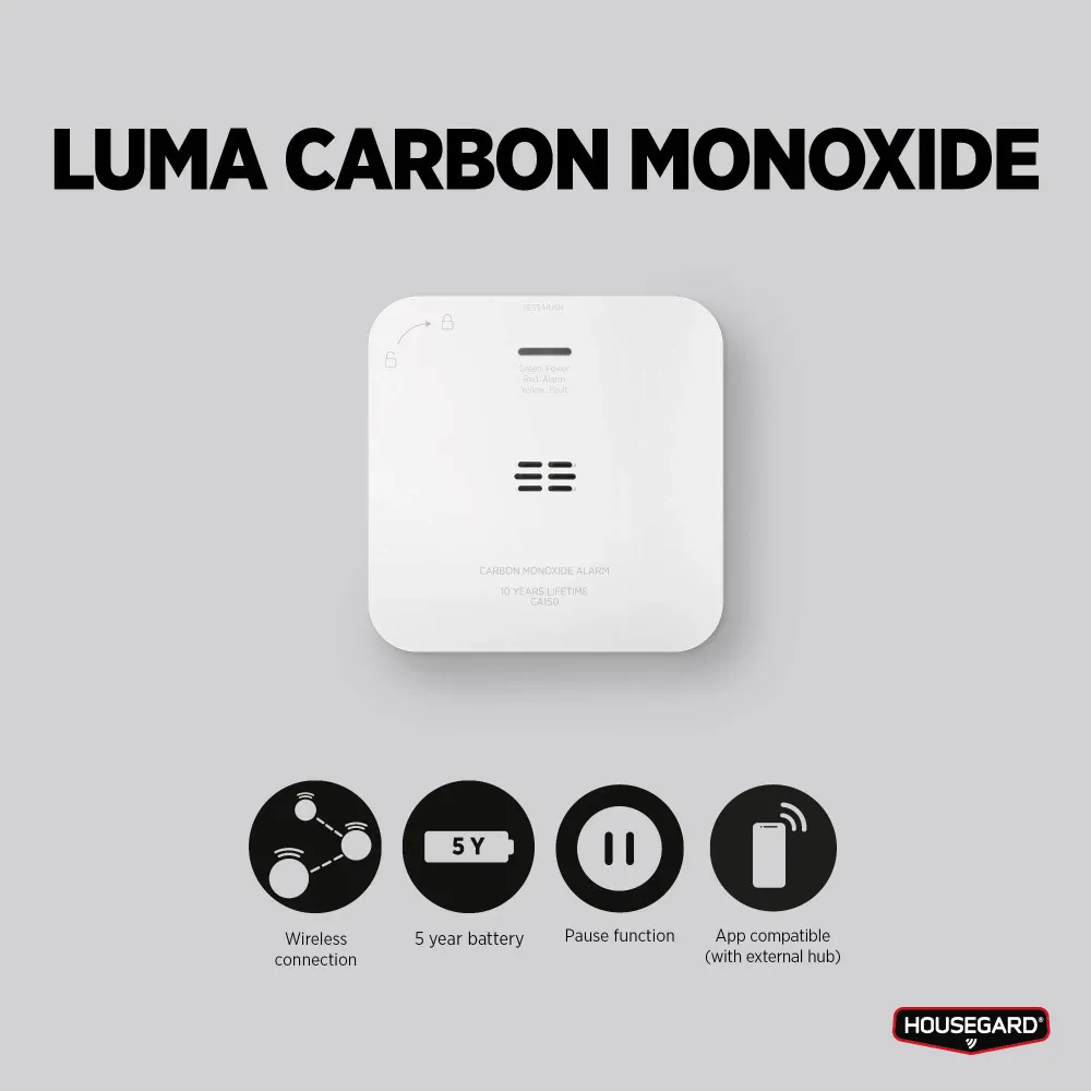 Housegard Luma, Trådlöst Kolmonoxidlarm med 5-årsbatteri