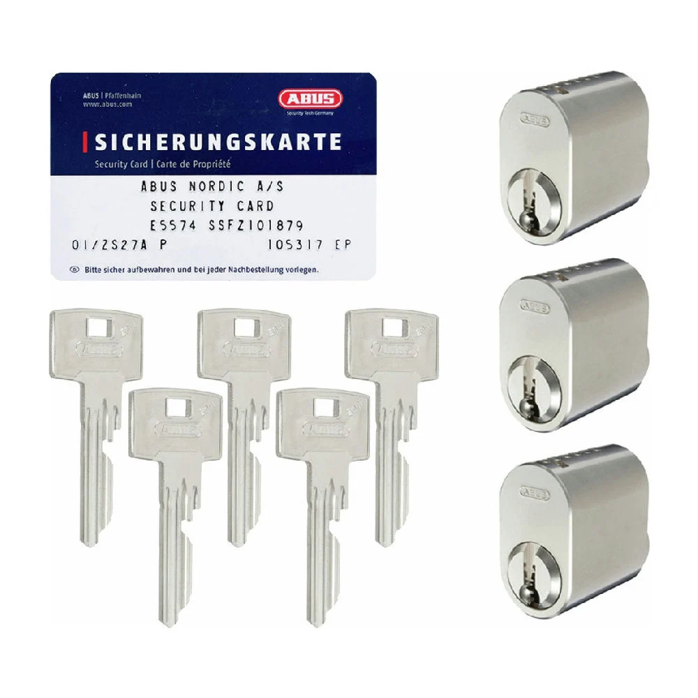Cylinder oval LL set om tre 5 nycklar nickel SSF3