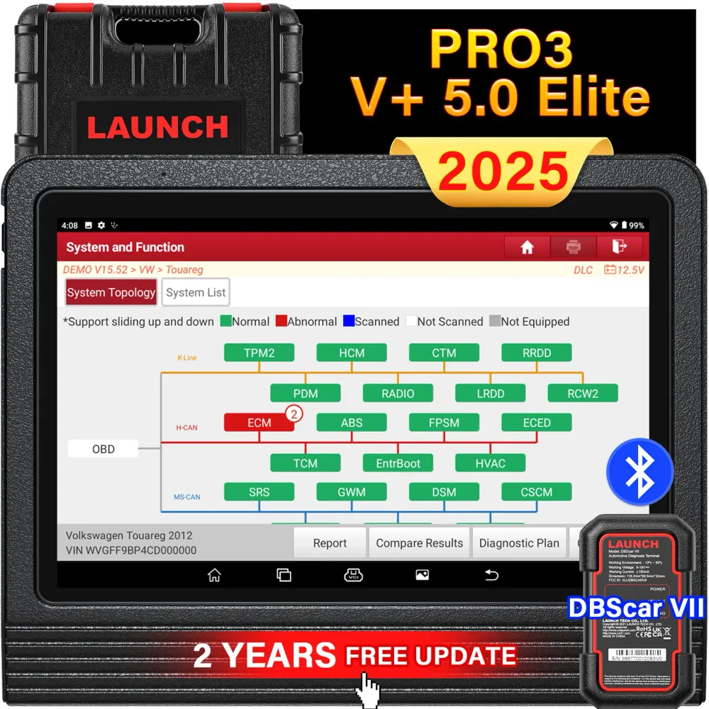 Launch X431 V+ 5.0 ( PRO3) Scanner Tovejs scannings værktøj, OEM Topologi kortlægning, Hard Carry Case