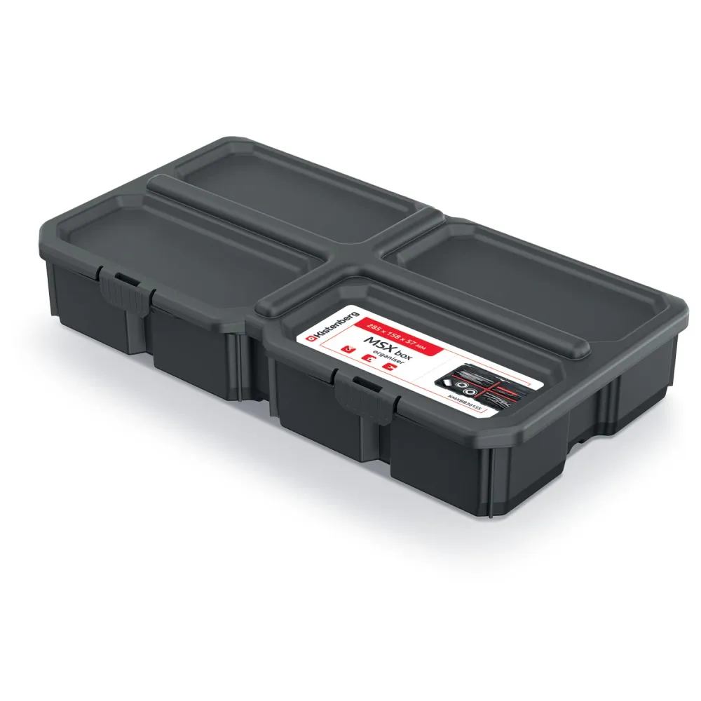 Tool Organizer Verktygslåda 3 Avtagbara Fack 285 x 158 x 57 mm Ebenholts Lock
