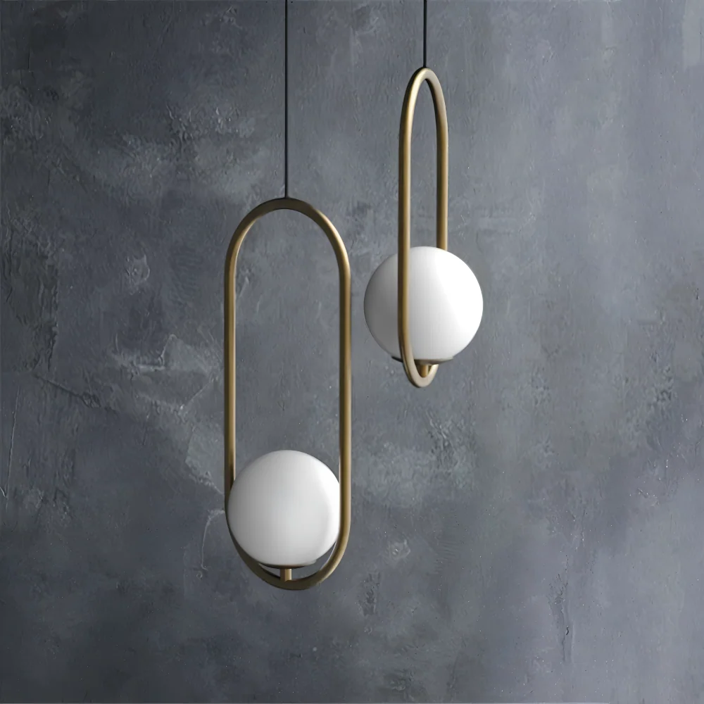 Eclipsera – Minimalist Guld Ellips Pendellampa med Glaskula