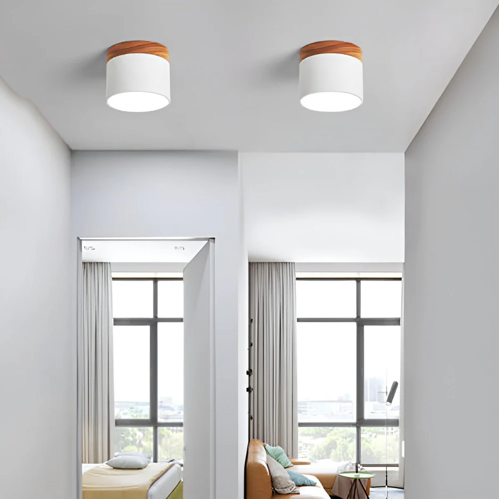 PastelGlow Cylinderlampa - Retro Flush Mount Taklampa Svart