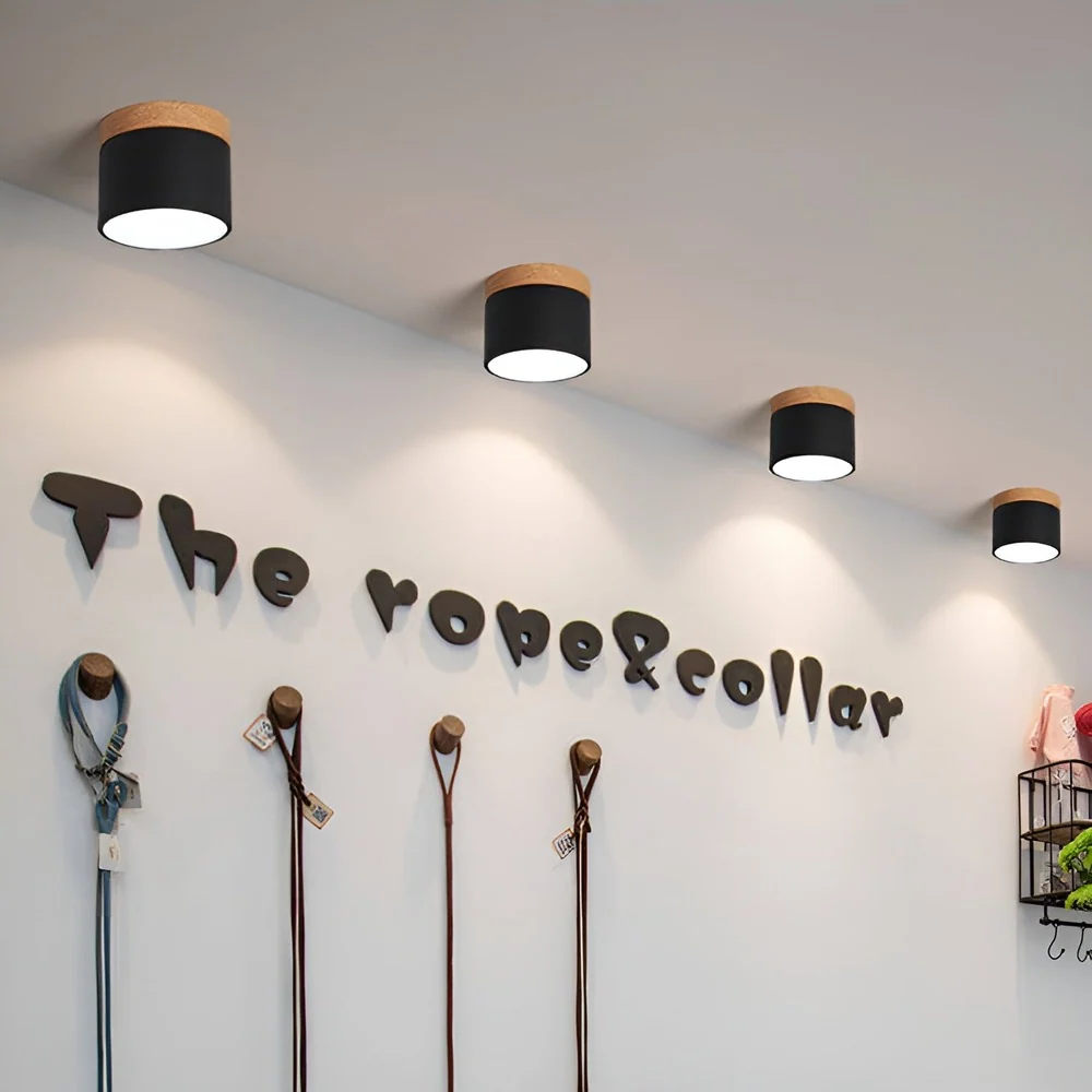 PastelGlow Cylinderlampa - Retro Flush Mount Taklampa Svart