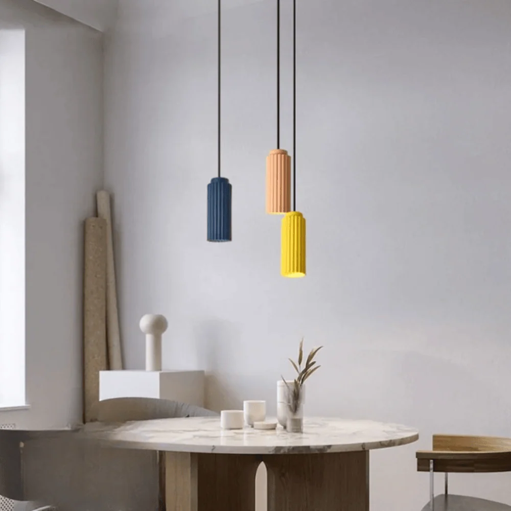 Vågig Nordisk Taklampa - Cylindrisk Hängande Lampa Vit