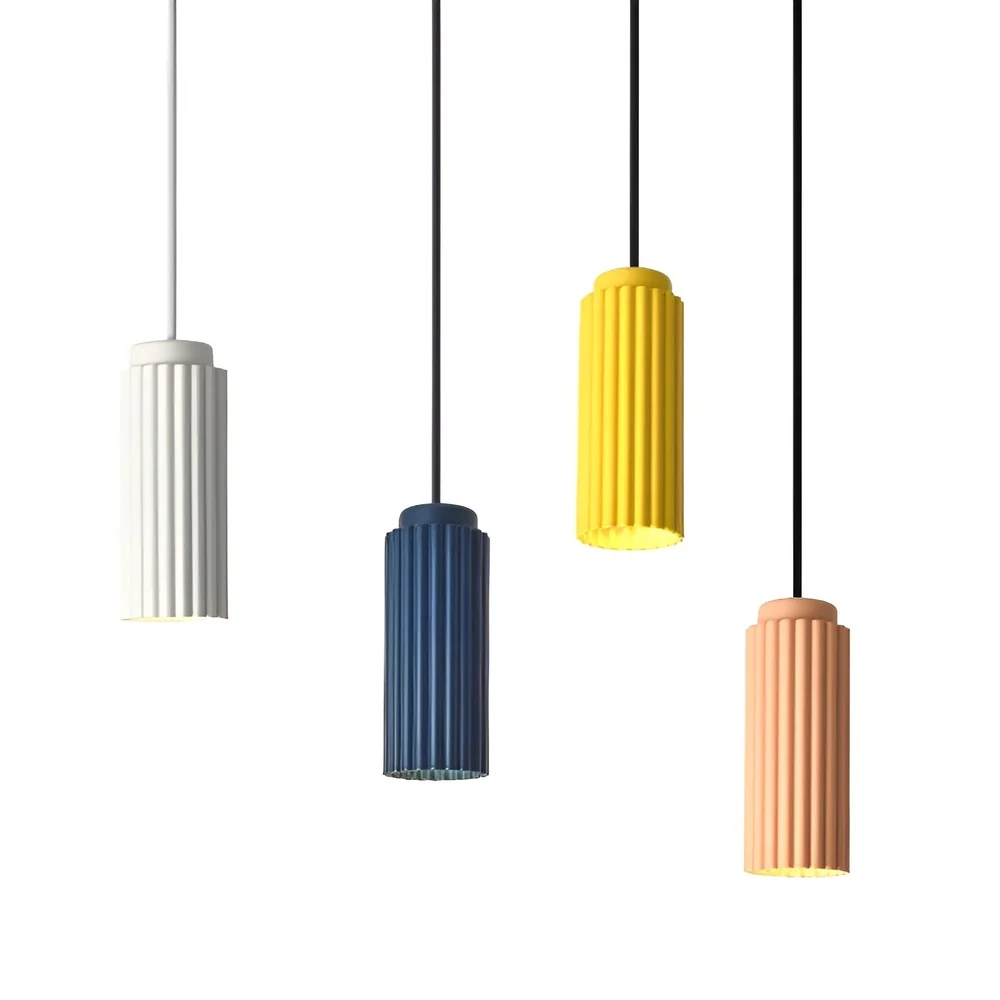 Vågig Nordisk Taklampa - Cylindrisk Hängande Lampa Vit