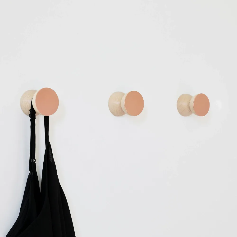 Beech Wood & Terra cotta Wall Hook / Knob Industrial Design