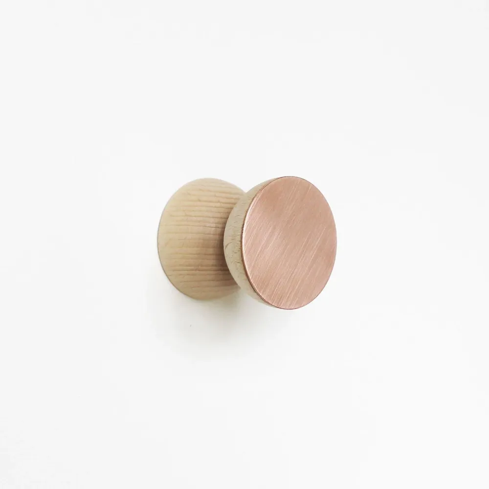 Beech Wood & Terra cotta Wall Hook / Knob Industrial Design