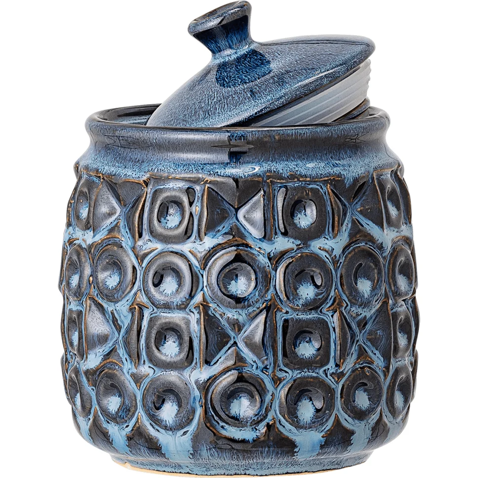 Bloomingville Nena Burk Med Lock Kobolt Stengods 1 l