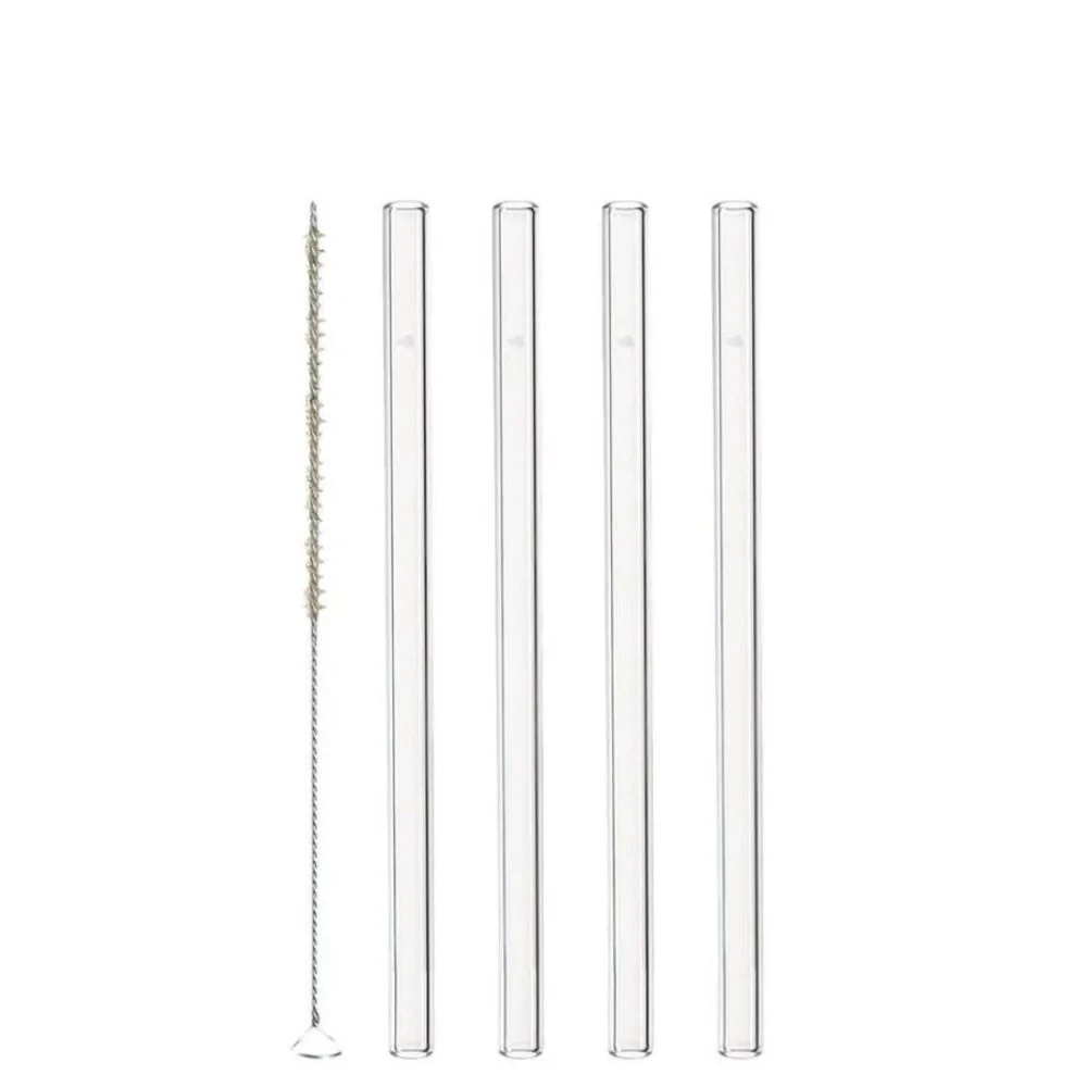 Ciao Sugrör Glas 15cm set om fyra inkl Borste