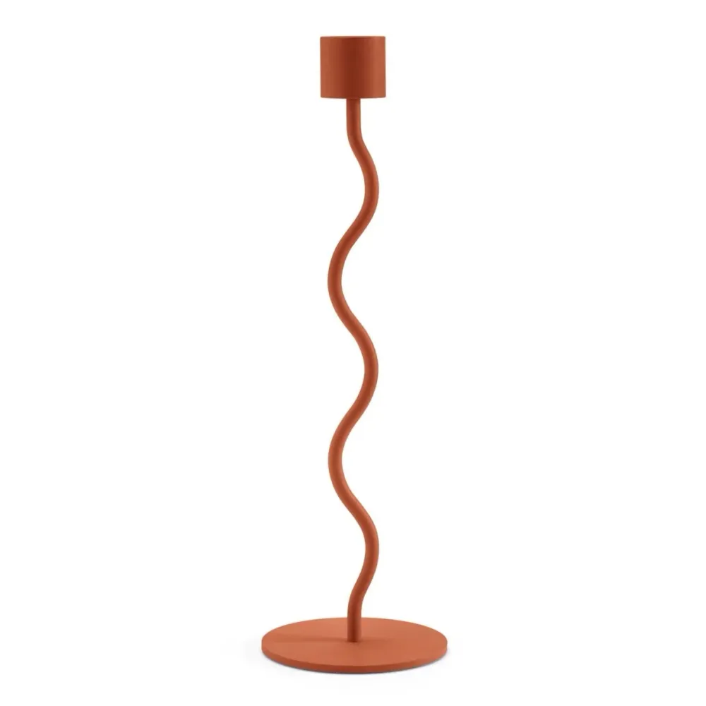 Curved Ljusstake 23cm, Brick Ruby