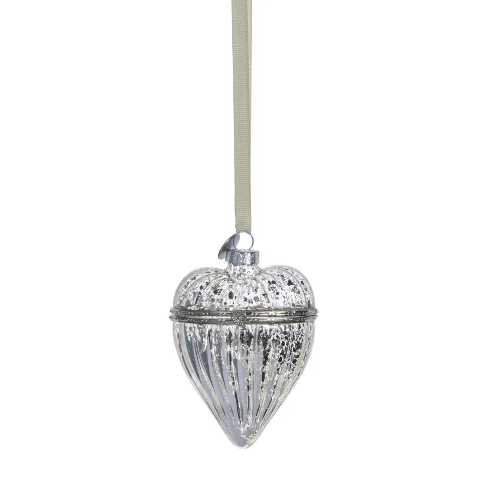 Ergonomisk design Perline ornament H9 cm. antikt metallgrå