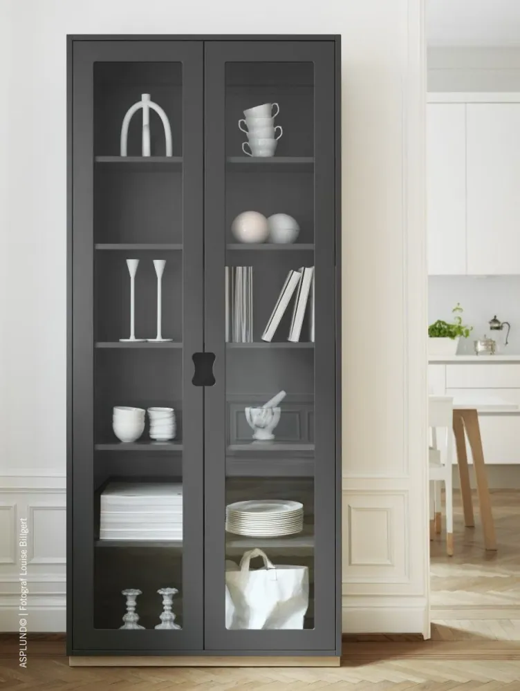 Snö F glas dörrar 42 cm djup med Eksockel White