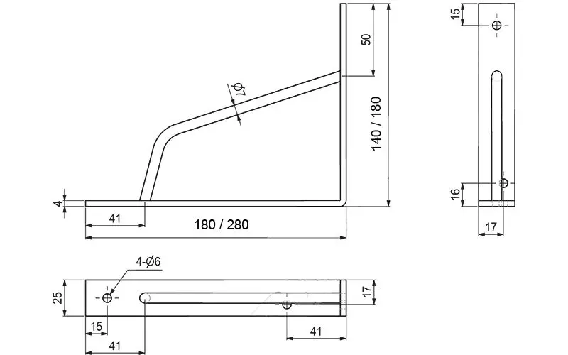 Heavy Duty Konsol i Mässingfinish spring 180x140mm