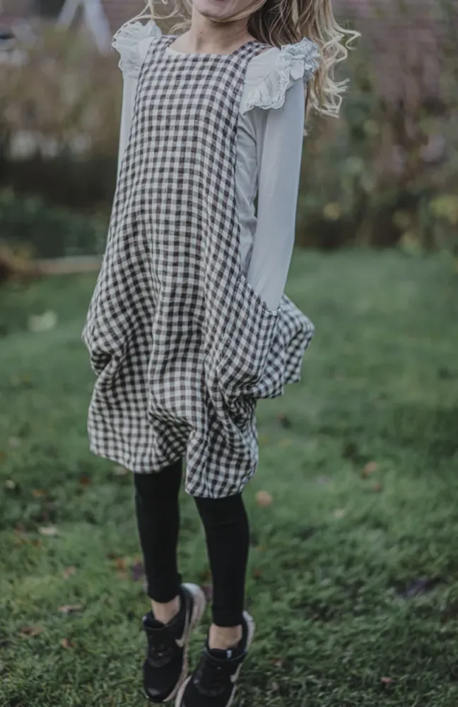 Heavy Duty Linge Particulier, japanese kids apron, Chocolate Gingham