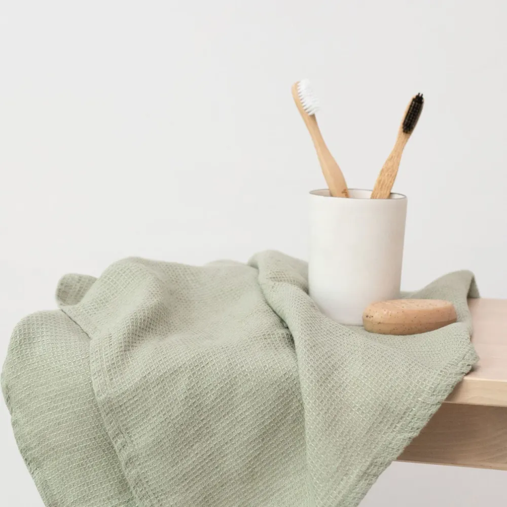Honeycomb Premium Waffle Towel - Sage Work Light 75x125