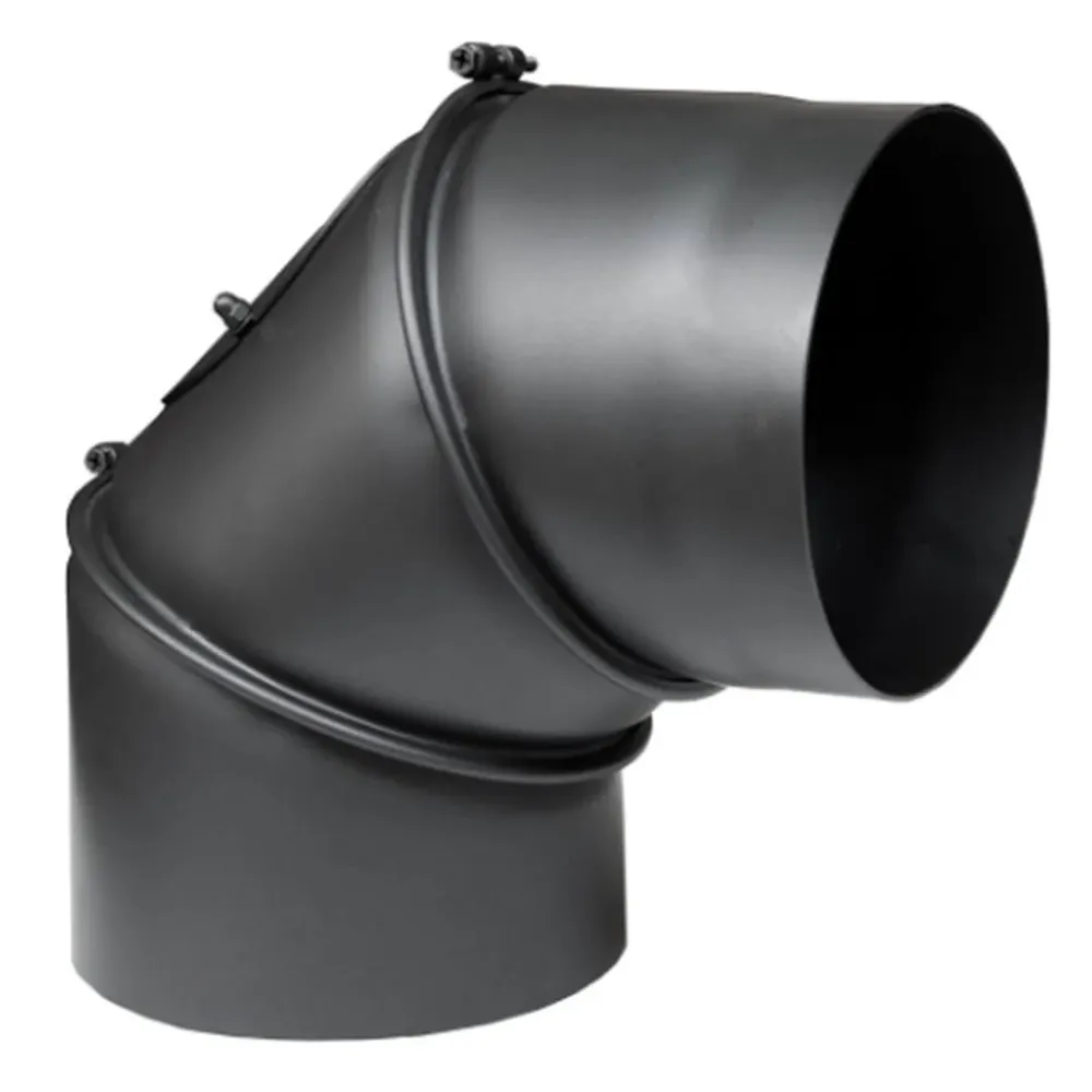Justerbar rökrörsböj Ø150 mm, träkol stål