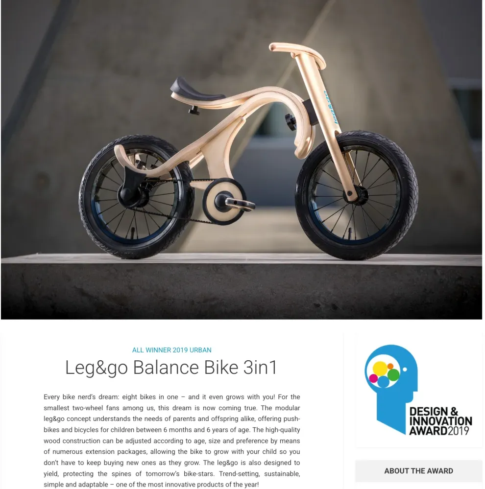 leg&go Balance Bike 3in1 Made USA
