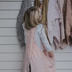 Linge Particulier, japanese kids apron, Terra cotta Gingham