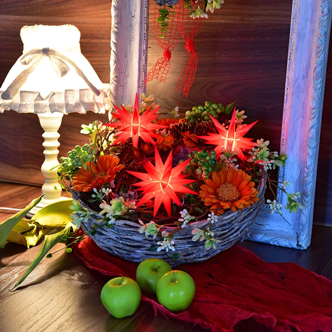Liten adventsstjärna röd plast 13 cm