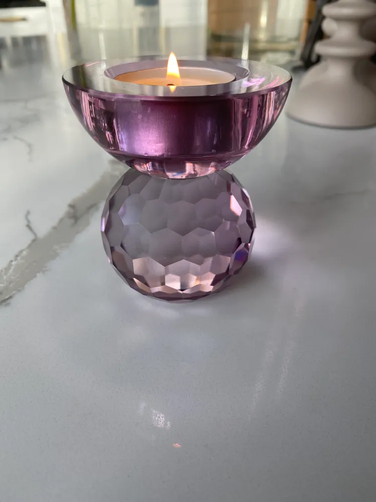 Ljuslykta för värmeljus i salmon glas