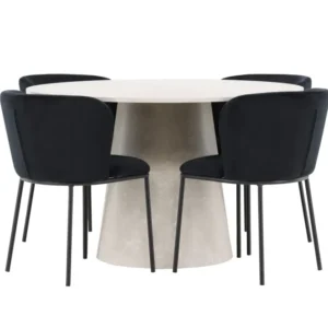 Matgrupp Venture Home Lanzo Runt 120 cm Taupe med 4st Edina Stolar