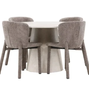 Matgrupp Venture Home Lanzo Runt 120 cm Taupe med 4st Astoria Stolar