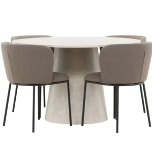 Matgrupp Venture Home Lanzo Runt 120 cm Ecru med 4st Edina Stolar