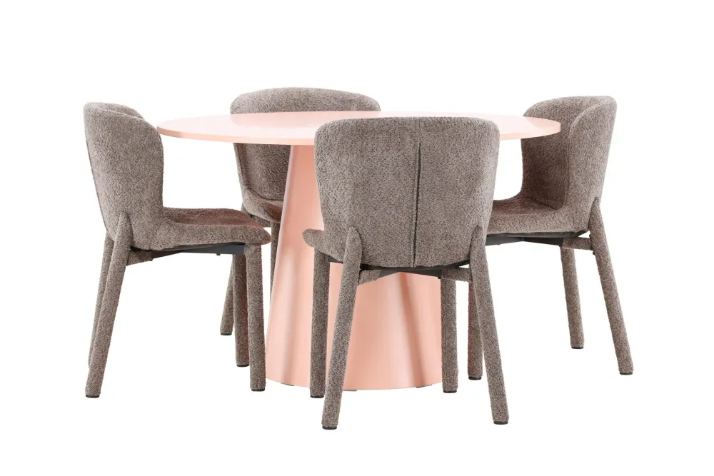 Matgrupp Venture Home Lanzo Runt 120 cm Rodnad med 4st Astoria Stolar