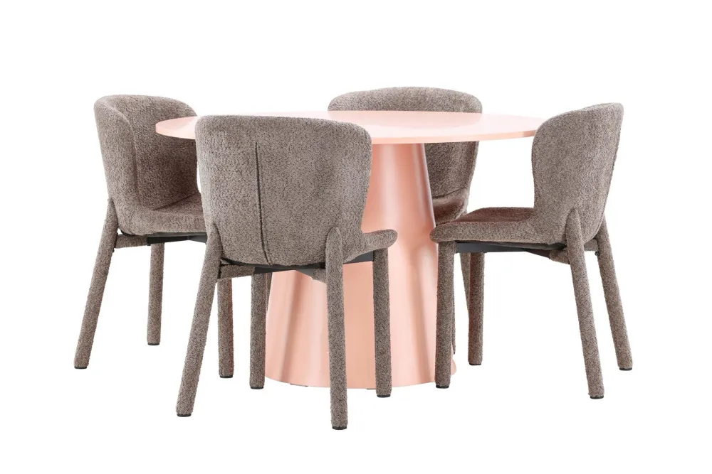 Matgrupp Venture Home Lanzo Runt 120 cm Rodnad med 4st Astoria Stolar