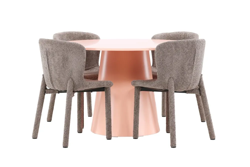 Matgrupp Venture Home Lanzo Runt 120 cm Rodnad med 4st Astoria Stolar