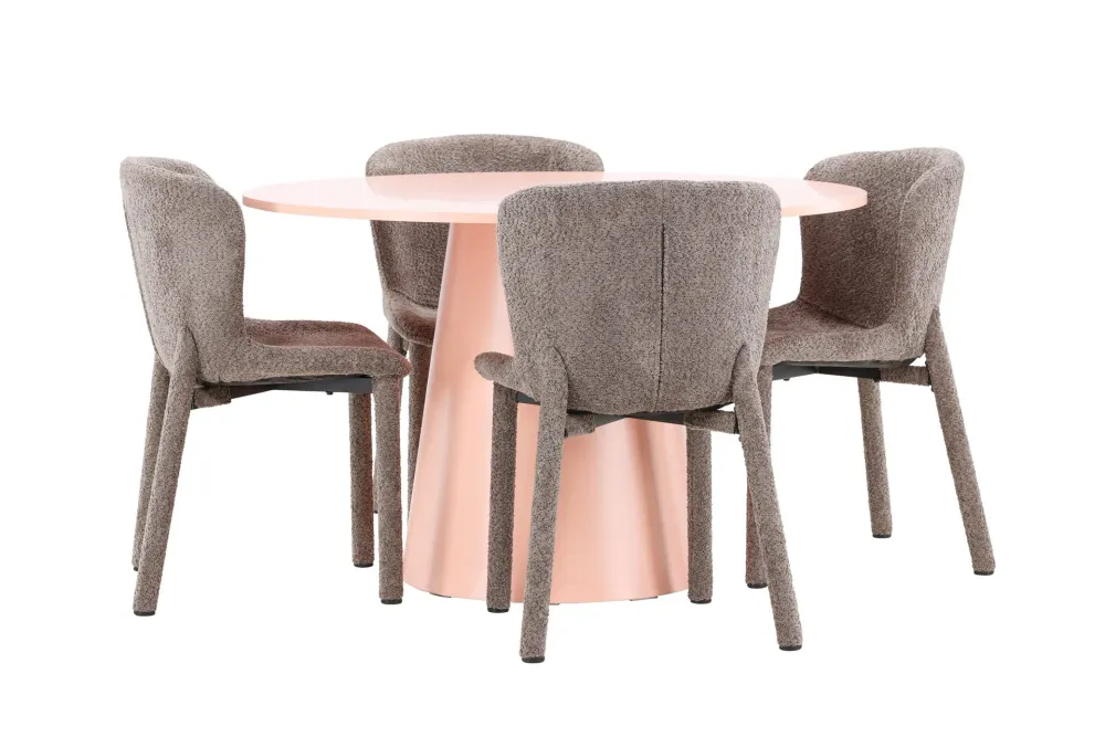 Matgrupp Venture Home Lanzo Runt 120 cm Rodnad med 4st Astoria Stolar