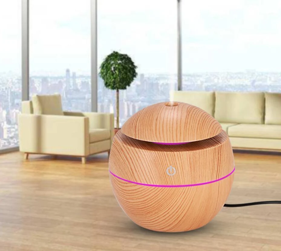Multi-Function Luftfuktare med LED i trä Brown