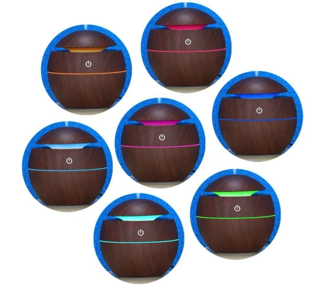 Multi-Function Luftfuktare med LED i trä Brown