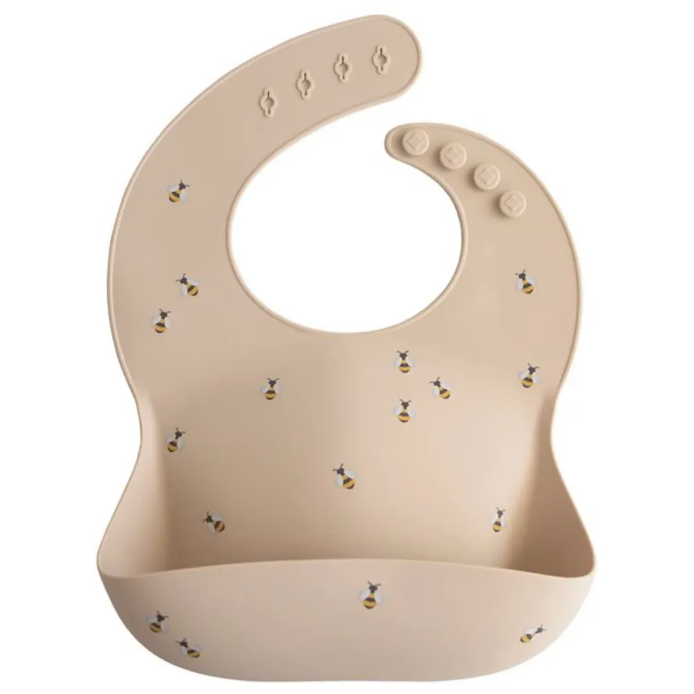 Mushie Bees Silikon Haklapp Quick-Release