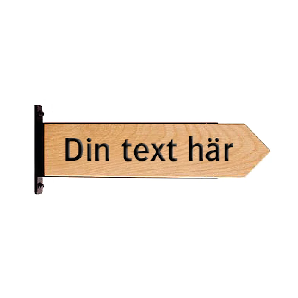 Pilskylt i trä (oljad ek) med hållare i stål 500x115