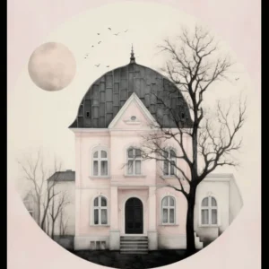 Poster hus fuchsia 1 21x30cm