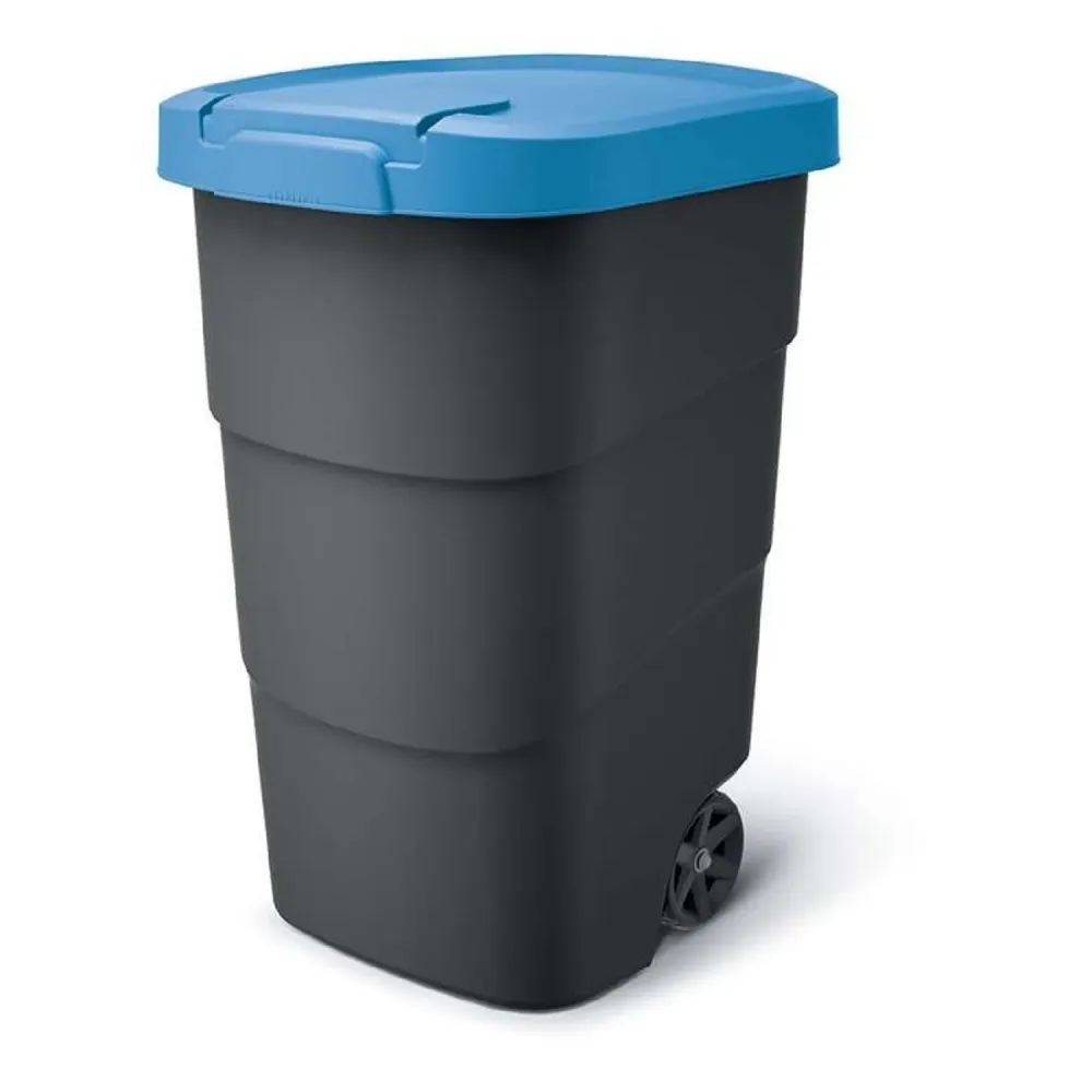 Prosperplast Wheeler 110L Avfallskorg Med Hjul Och Lock Avfallskorg Spacious Avfallskorg Universell Avfallskorg Plast Blå