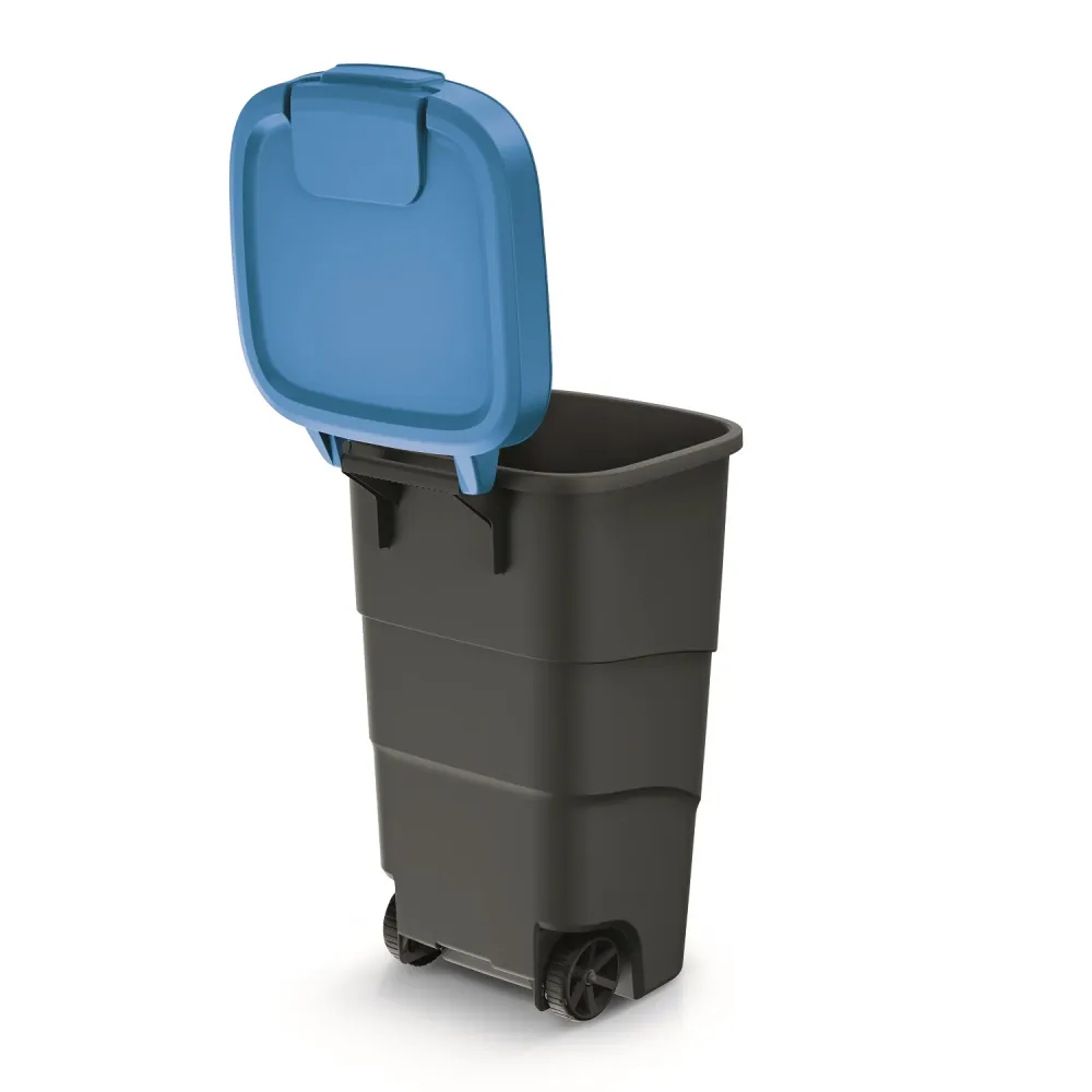 Prosperplast Wheeler 110L Avfallskorg Med Hjul Och Lock Avfallskorg Spacious Avfallskorg Universell Avfallskorg Plast Blå