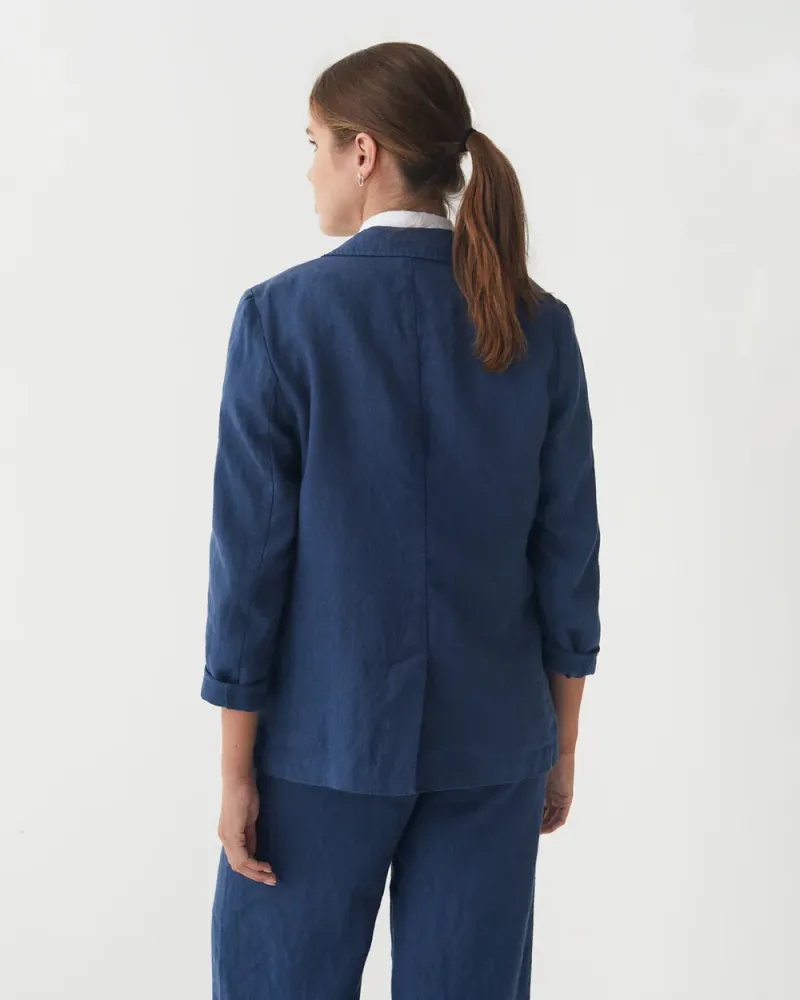 Regelletare Linneblazer I Marinblå I Magic linen