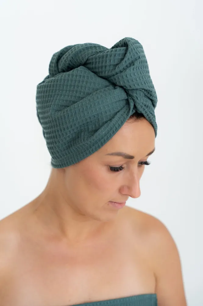 Ren bomull Waffle Hair Towel/Turban Cream