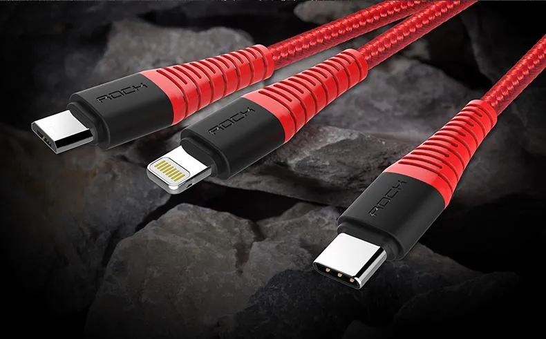 ROCK Hi-Tensile 3in1 kabel 1,2m Black