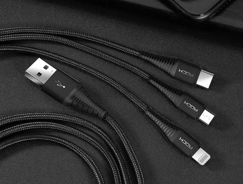 ROCK Hi-Tensile 3in1 kabel 1,2m Black