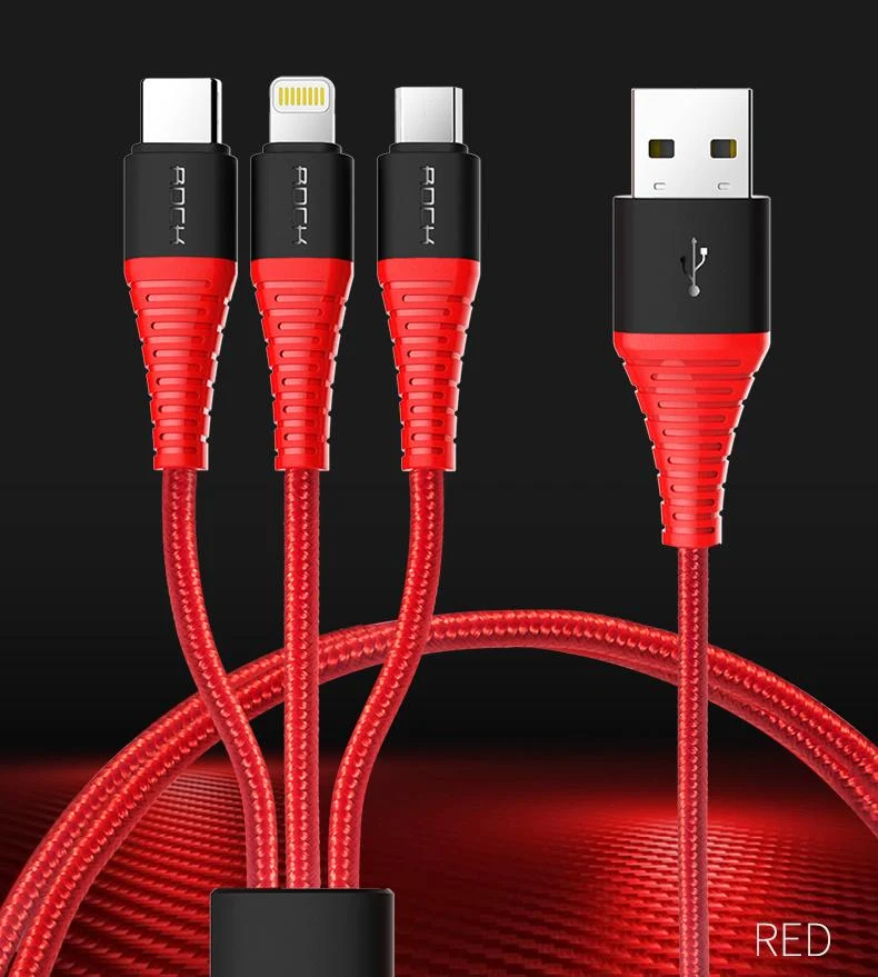 ROCK Hi-Tensile 3in1 kabel 1,2m Black