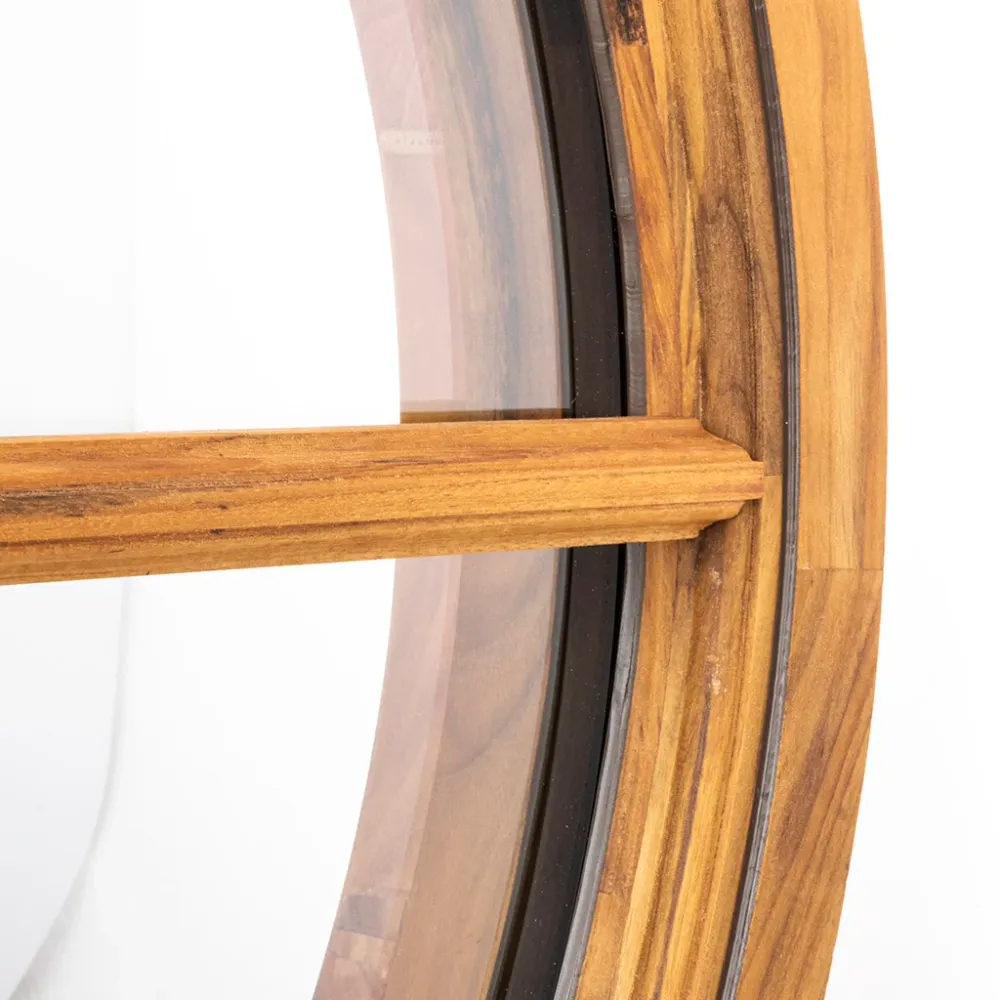 Runt fönster teakwood Ø770 mm isolerglas D415